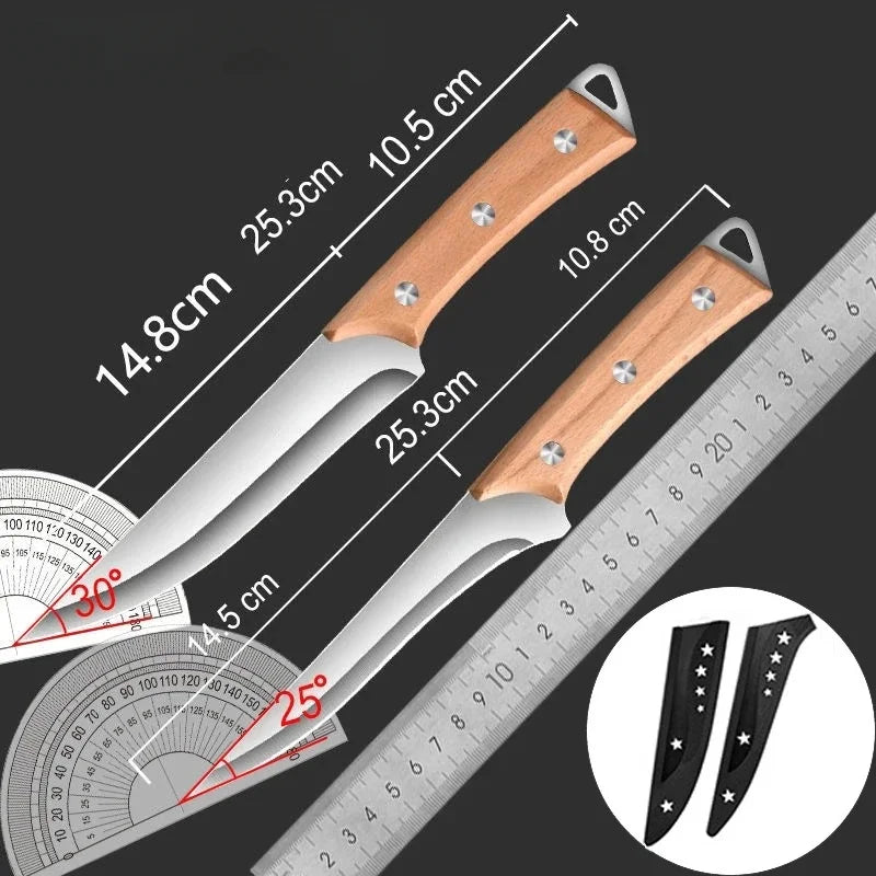 SHENJIU Stainless Steel Kitchen Knife with Wood Handle