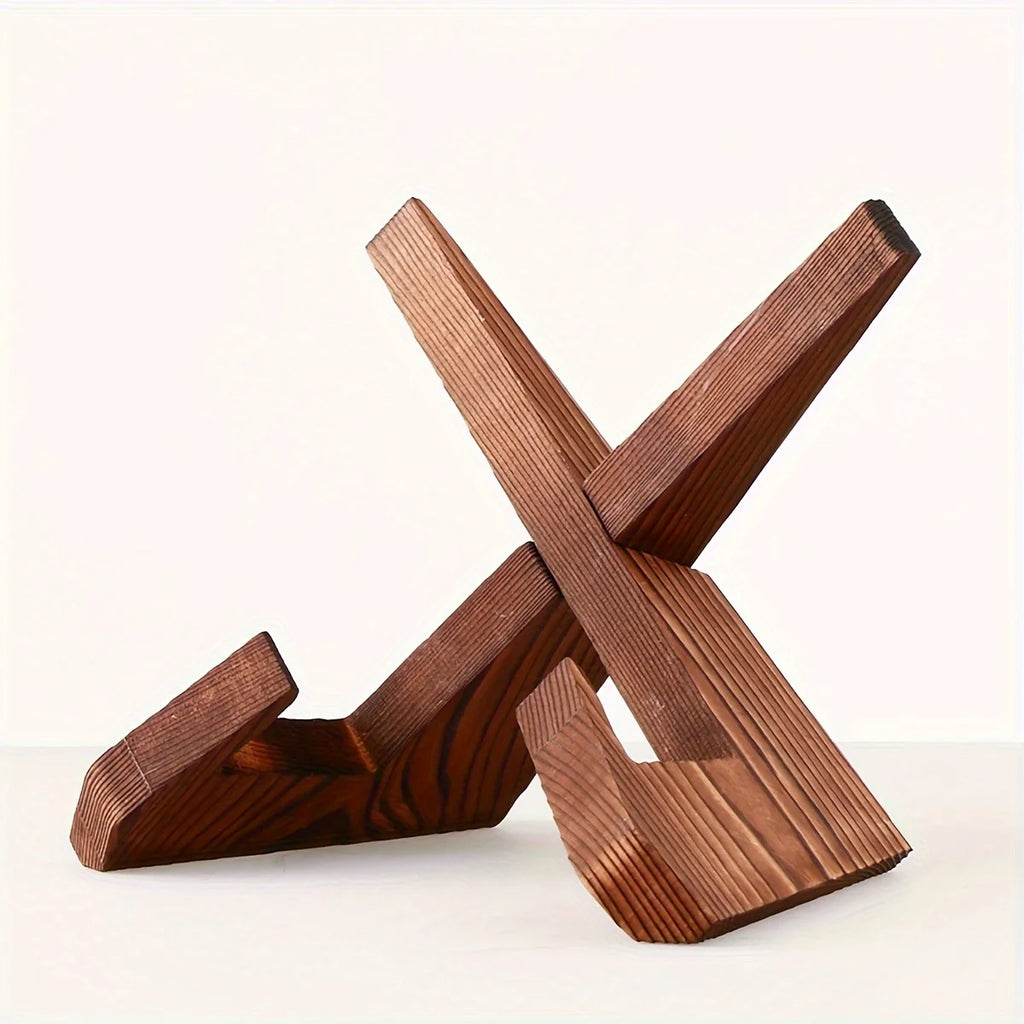 Rustic Wooden Cookbook Stand for Kitchen Counters