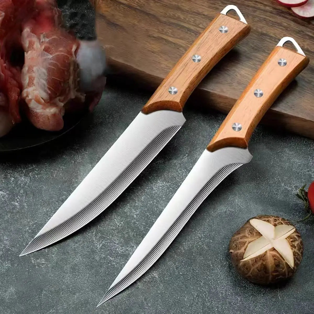 SHENJIU Stainless Steel Kitchen Knife with Wood Handle