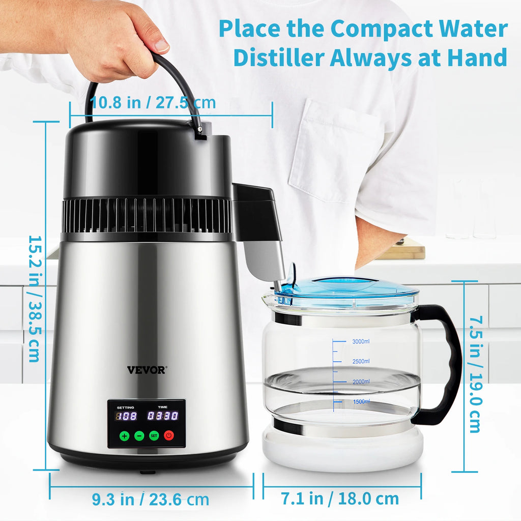 4L Stainless Steel Countertop Water Distiller