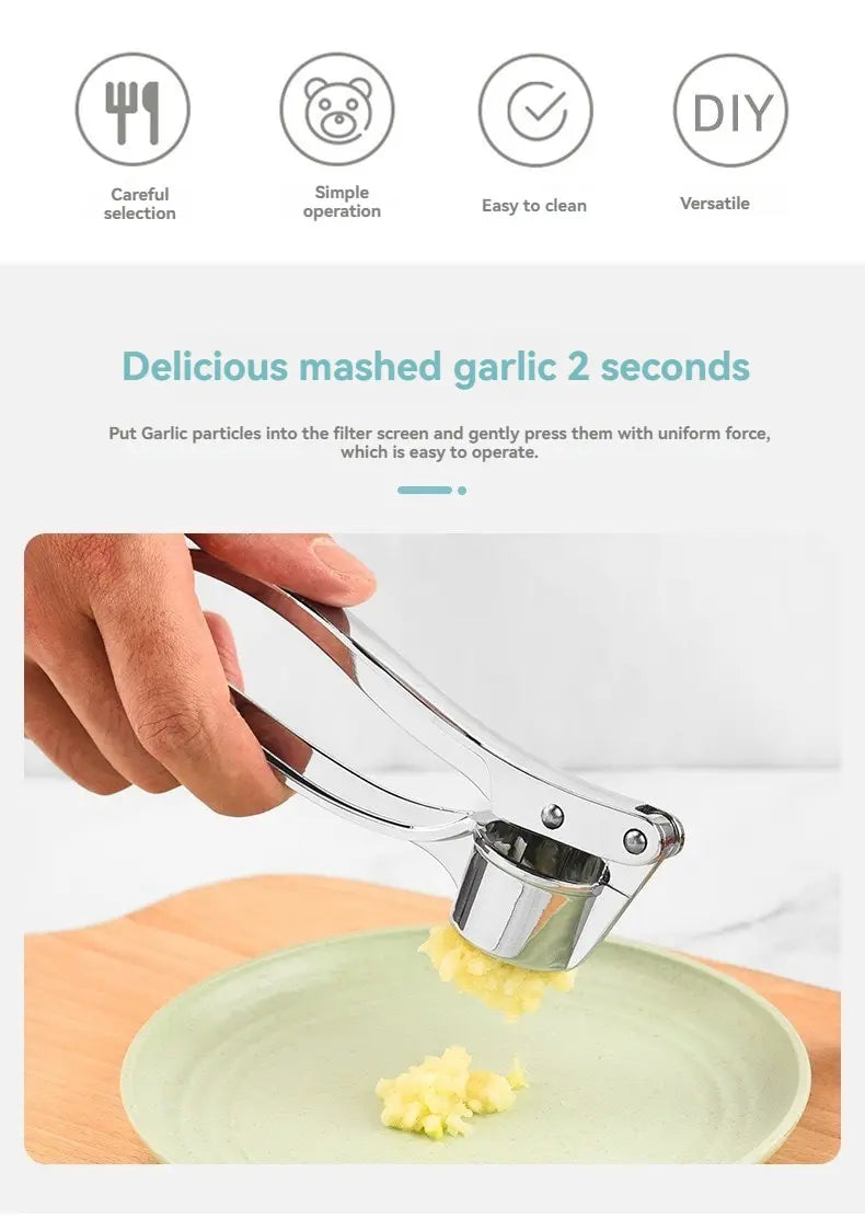 Manual Garlic Press with Zinc Alloy Body