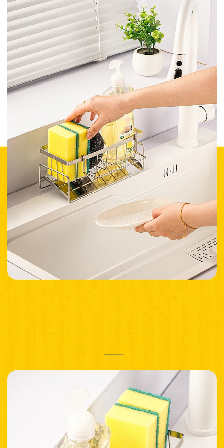 Stainless Steel Sink Sponge Holder & Drain Rack