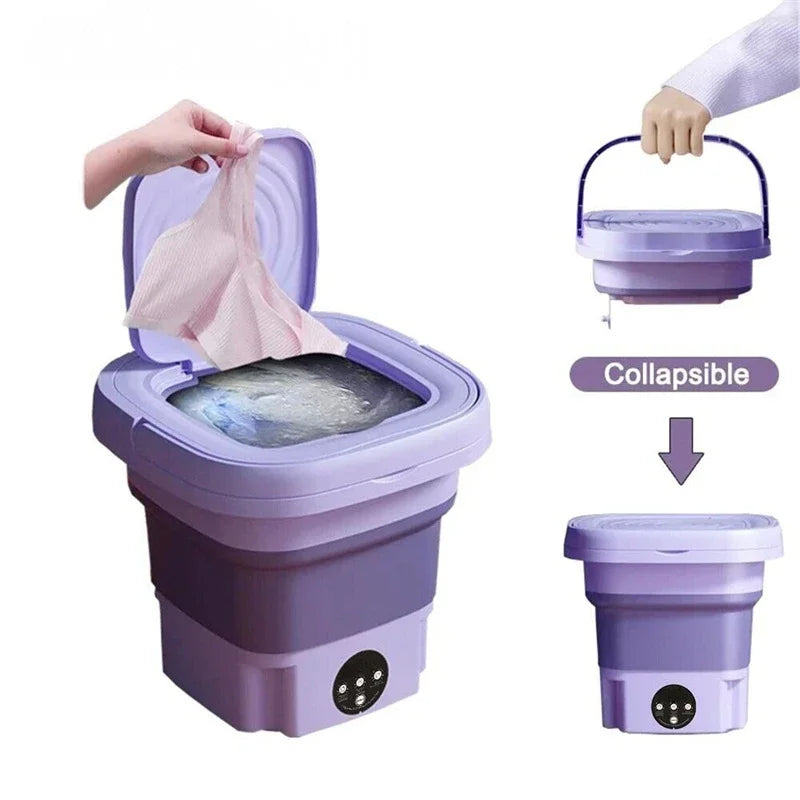 8L Foldable Mini Washing Machine with Spin Basket