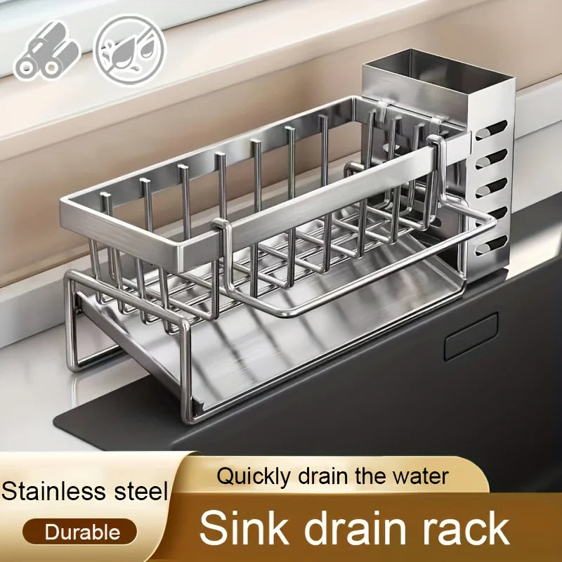 Stainless Steel Sink Sponge Holder & Drain Rack