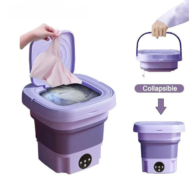8L Foldable Mini Washing Machine with Spin Basket