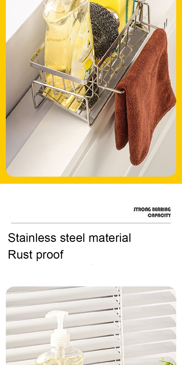 Stainless Steel Sink Sponge Holder & Drain Rack