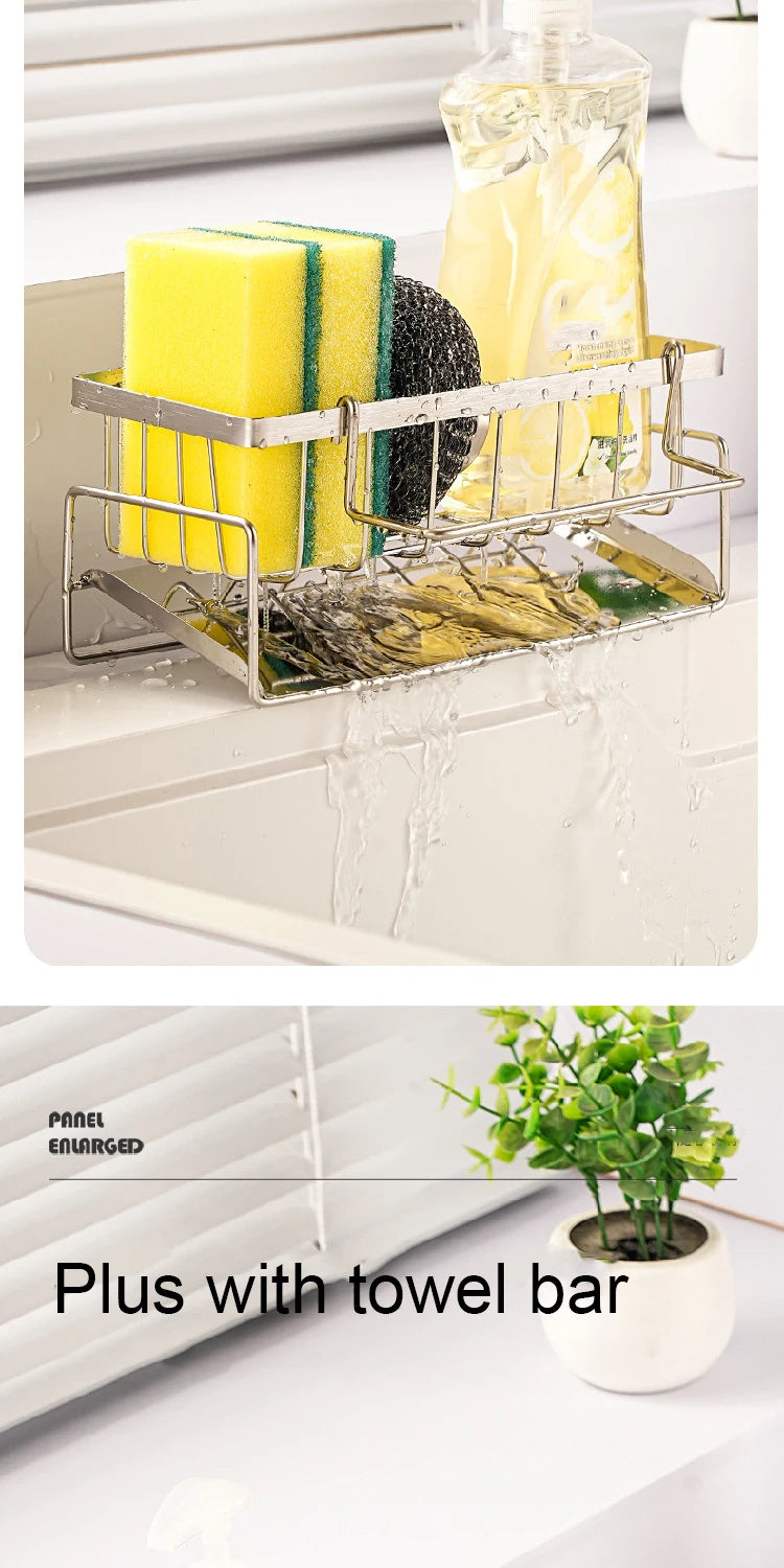 Stainless Steel Sink Sponge Holder & Drain Rack