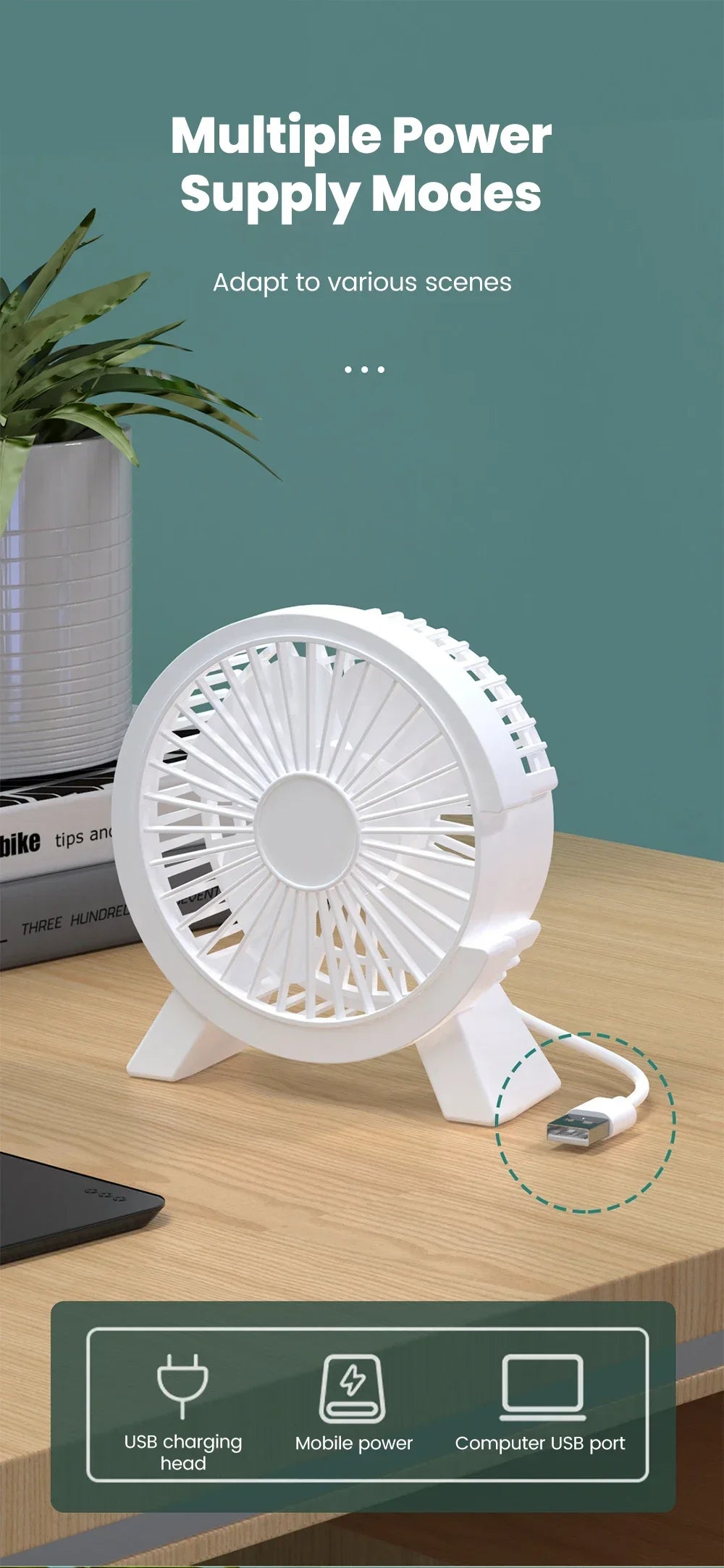 Mini USB Rechargeable Desk Fan