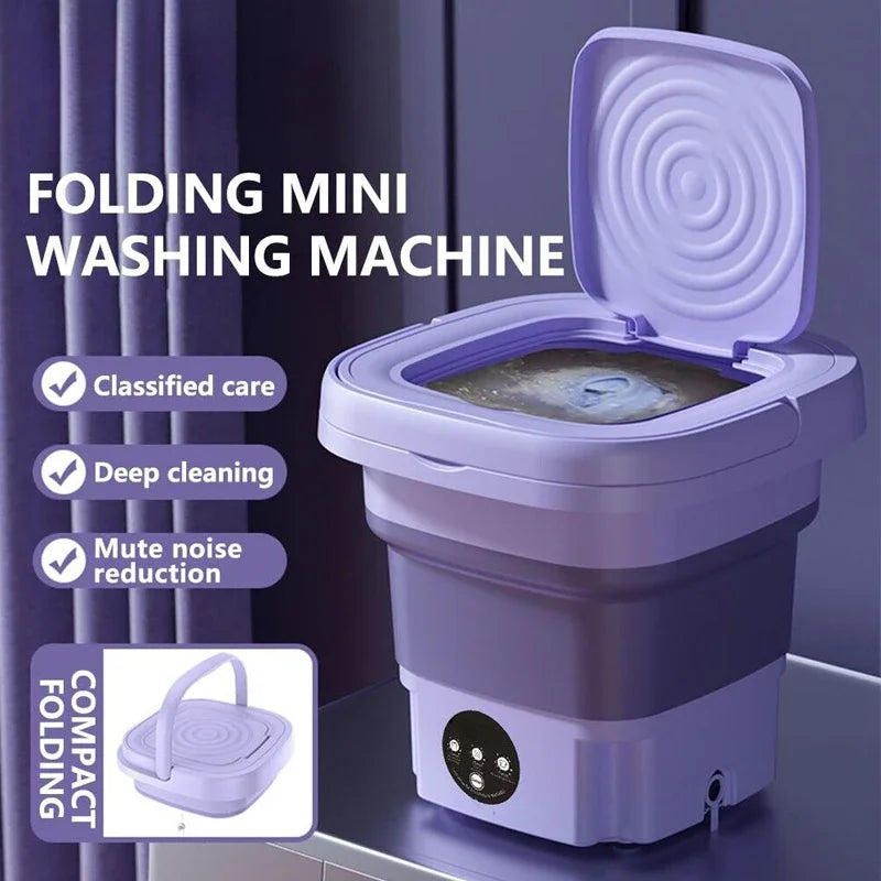 8L Foldable Mini Washing Machine with Spin Basket
