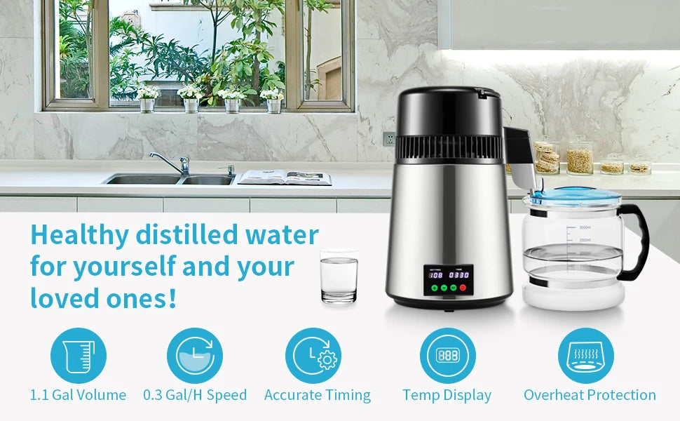 4L Stainless Steel Countertop Water Distiller
