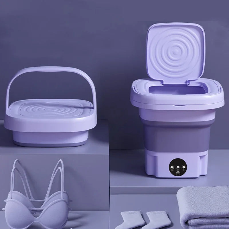 8L Foldable Mini Washing Machine with Spin Basket