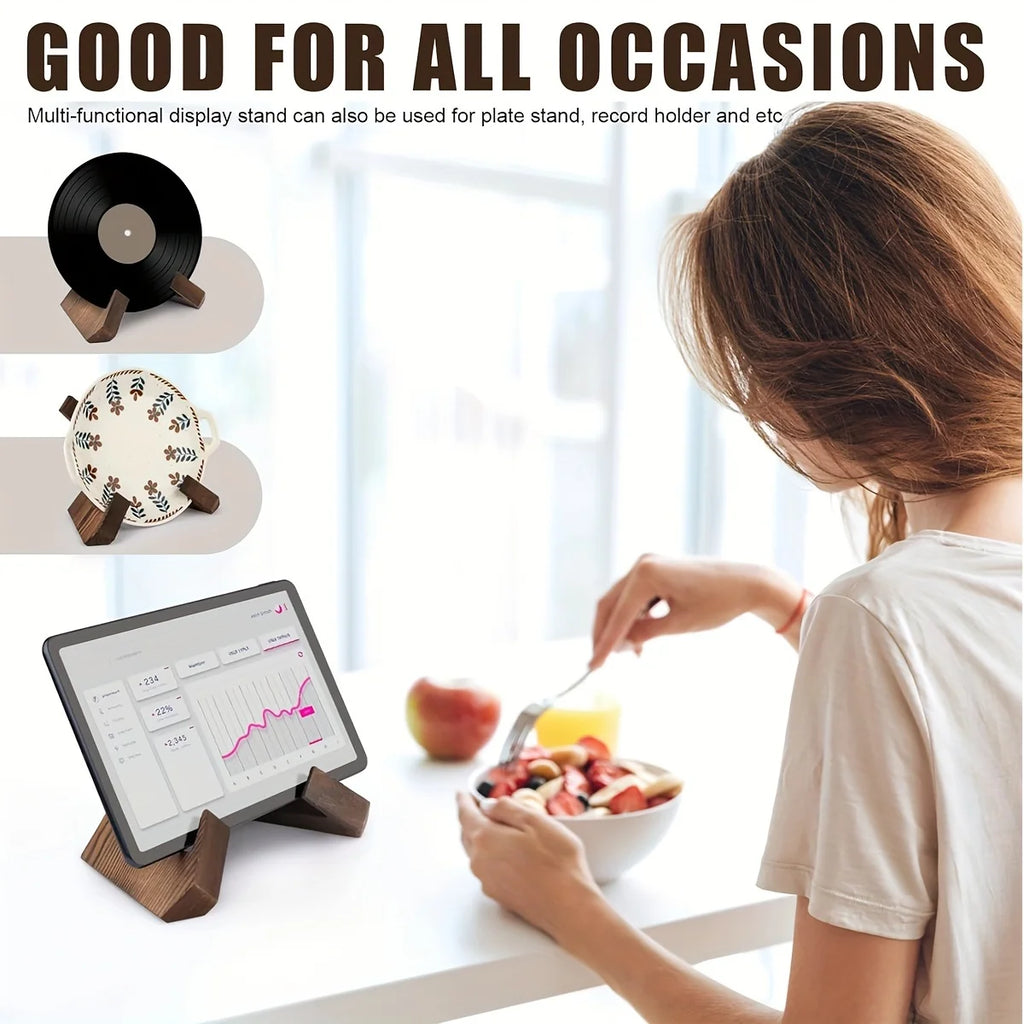 Rustic Wooden Cookbook Stand for Kitchen Counters