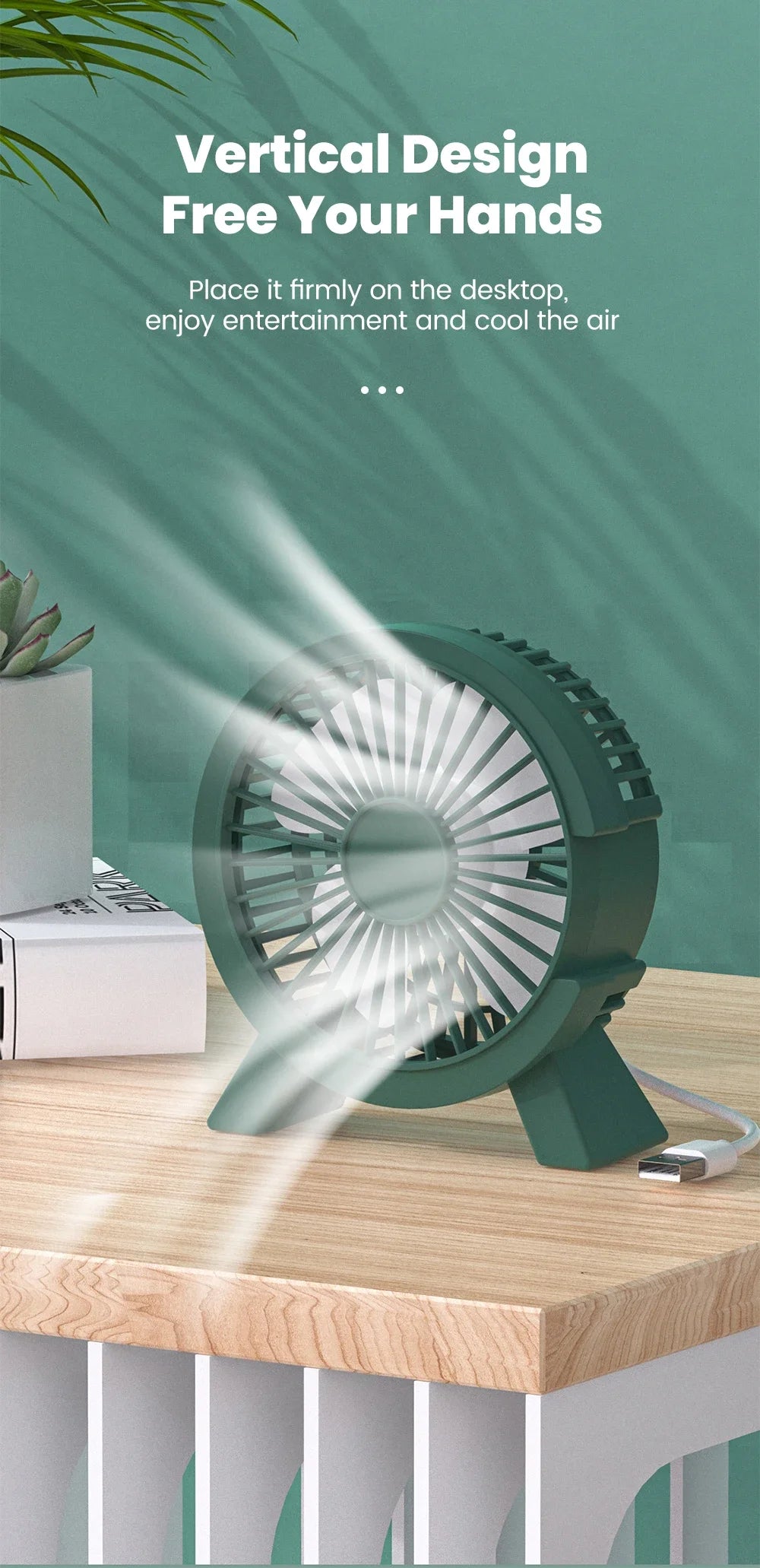 Mini USB Rechargeable Desk Fan