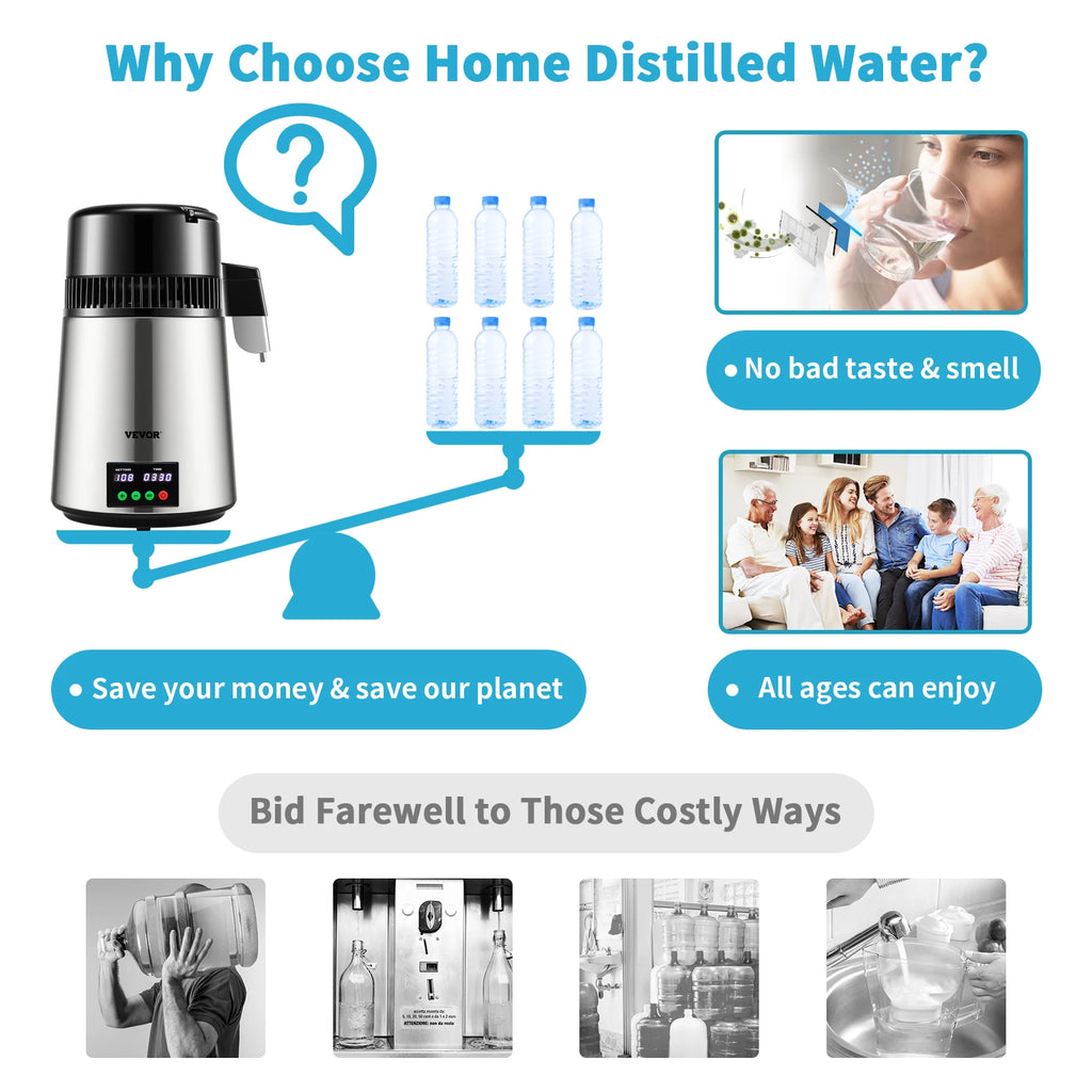 4L Stainless Steel Countertop Water Distiller