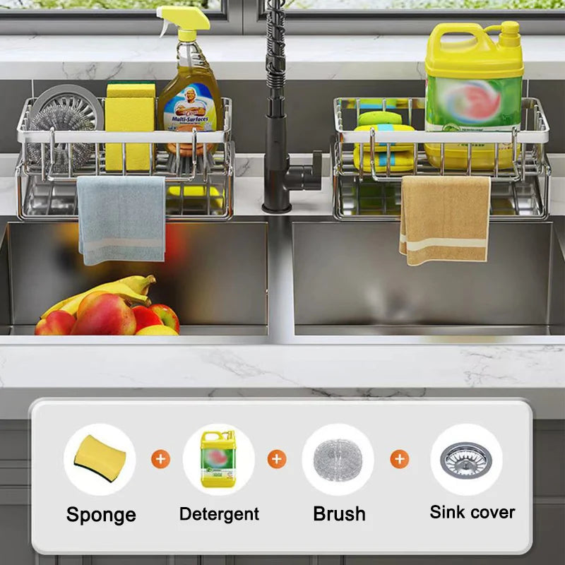 Stainless Steel Sink Sponge Holder & Drain Rack