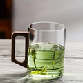Insulated Glass Coffee Cups with Walnut Handle – 400ml