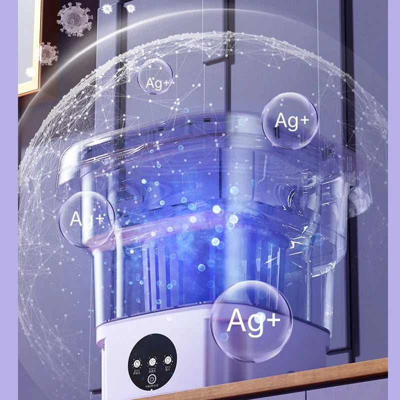 8L Foldable Mini Washing Machine with Spin Basket