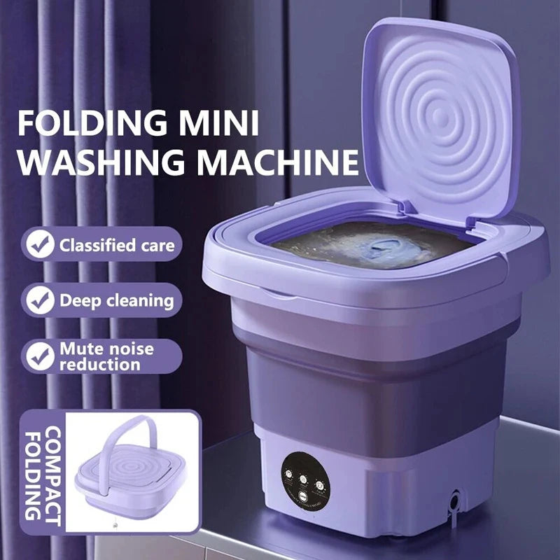8L Foldable Mini Washing Machine with Spin Basket