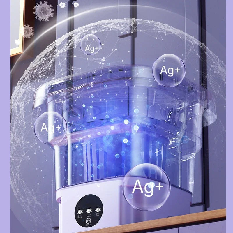8L Foldable Mini Washing Machine with Spin Basket