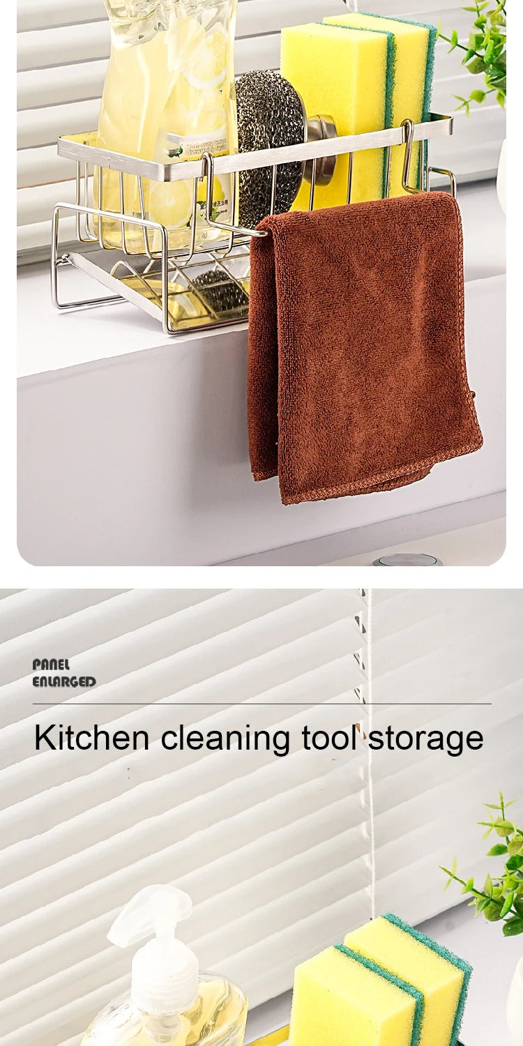 Stainless Steel Sink Sponge Holder & Drain Rack