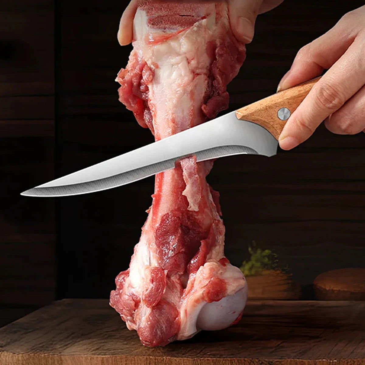 SHENJIU Stainless Steel Kitchen Knife with Wood Handle
