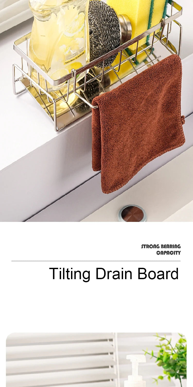 Stainless Steel Sink Sponge Holder & Drain Rack