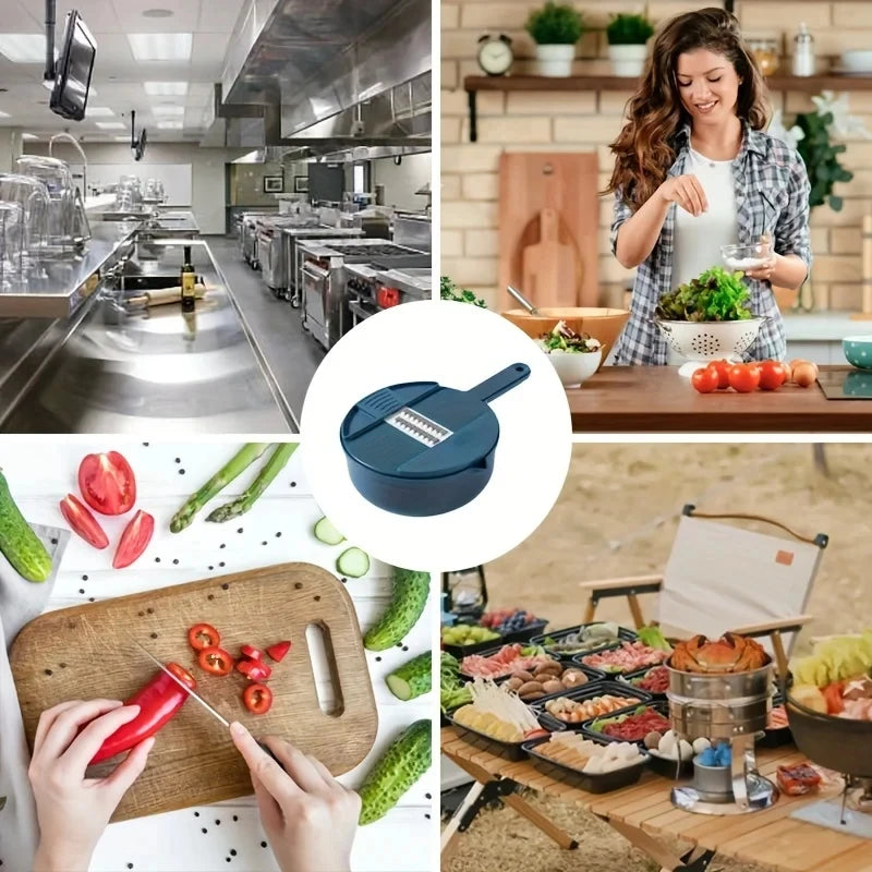 Vegetable slicer set with interchangeable cutting inserts