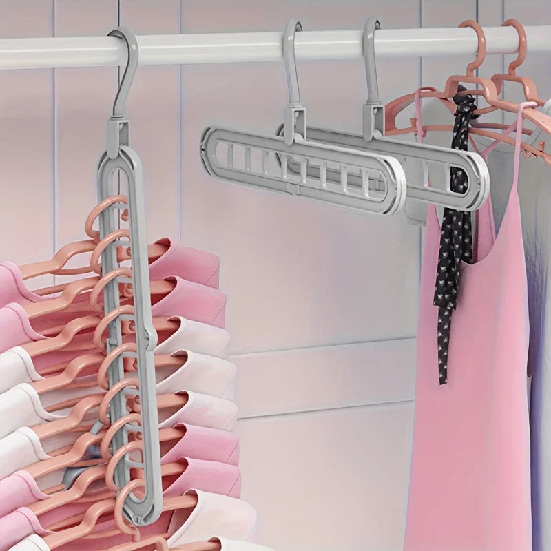 Space-Saving 9-Hole Foldable Hangers – Set of 3